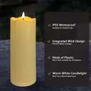 2-pack 4"*12" Large Waterproof LED Battery Operated Candles with Remote, Flickering Pillar Electric Flameless Candles for Christmas, Outdoor Lanterns, Ivory