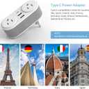 2 Pack European Travel Plug Adapter, CHUAFIUR US to Europe Plug Adapter with 2 Outlets 3 USB Charging Ports, PD 20W Fast Charger with Type C Travel Essentials to Most EU Spain Italy France Germany