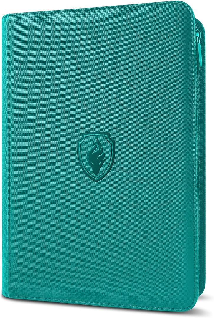 9 Pocket Trading Card Binder -Zipper PU Cover Card Album, Sturdy 360 Loading Holder for MTG, TCG & Sports Cards - Turquoise (9 Pocket - 13.9" x 10.5")