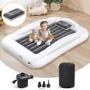 Inflatable Kids Travel Bed - Portable Comfortable Air Mattress with 3 Sides Safety Bumpers - Blow Up Bed for Camping & Travel (53 Inches)