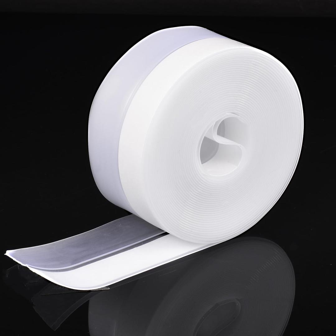 Silicone Seal Weather Stripping Tape 16.5 Ft Strip Bottom Draft Insulation Stopper Tape Weatherproof Soundproof for Door or Window Bathroom Shower Glass Gaps35mm*5m