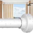 YNL Tension Shower Curtain Rod 34 to 120 In(2.8310Ft), Long Tension Curtain Rod with 2Pcs Holders, No Drilling for Large Window, Bathroom, Patio, White