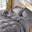 SONORO KATE 100% French Linen Duvet Cover Queen Size, Soft Breathable for Hot Sleepers, Moisture Wicking & Durable Cover Set - Zipper Closure & 4 Corner Ties Duvet Covers 3 Piece (Dark Grey,Queen)