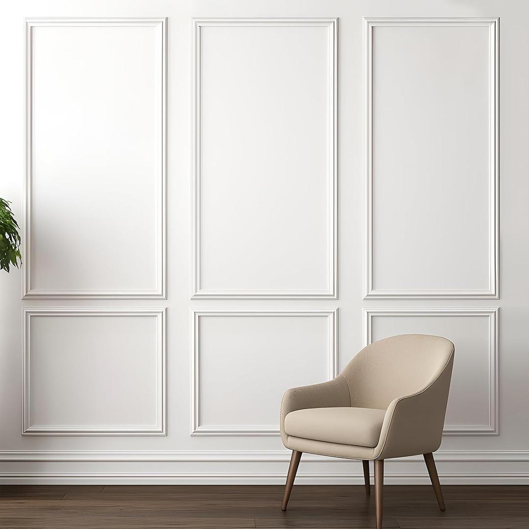 Peel and Stick Wall Molding Kit - 3D Wainscoting Panels Set of 3 | Pre-Cut Modern Accent Decor for Interior Walls | Easy Install Peel & Stick Wall Panels (3 Top & 3 Bottom) Living Room Bedroom Peel and Stick Wall Molding Kit - 3D Wainscoting Panels Set of 3 | Pre-Cut Modern Accent Decor for Interior Walls | Easy Install Peel & Stick Wall Panels (3 Top & 3 Bottom) Living Room Bedroom