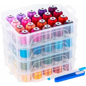 New brothread 80 Spools 500m Each Embroidery Machine Thread with Clear Plastic Storage Box - Colors Compatible with Janome and Robison-Anton Colors