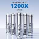 Philips Rechargeable Lithium AAA Batteries with Fast Charger 8 Pack 1.5V 1300mWh High Capacity AAA Battery Constant Output Li-ion Triple a Batteries Cycle Times up to 1200X