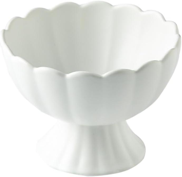 WAIT FLY Macaron Color Ceramic Dessert Trifle Ice Cream Pudding Serving Bowl for Fruit, Salad, Candy, Snack-White-6 OZ