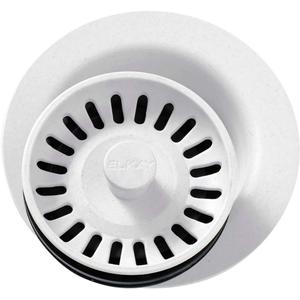Elkay LKQD35 Polymer 3-1/2" Disposer Flange with Removable Basket Strainer and Rubber Stopper - White