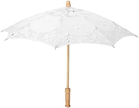 White Parasol, Handmade Lace Flower Embroidery Umbrella Bride Wedding Photography Props for Bridal Costumes Tea Party Decoration (Large 5x4.5cm/1.96x1.77in)
