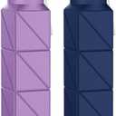 Popdigito 2pcs 610ml Collapsible Water Bottles Upgrade Foldable Water Bottle BPA Free Reusable Lightweight LeakProof Silicone Water Bottles 20.6oz for Travel Gym Hiking Office Camping Sport