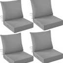 Outdoor Chair Cushions, 24 x 24 Inch Outdoor Cushion for Patio Furniture, Patio Chair Cushion, Waterproof & Fade Resistant Deep Patio Furniture Cushions Set with Handle and Ties, Grey (Set of 4)