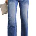 Sidefeel Women's Wide Leg Jeans Casual High Waisted Straight Zimbaplatinum Denim Pants with Pockets (12, Bluing)