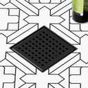 Neodrain 4 Inch Square Shower Drain with Removable Quadrato Pattern Grate, Matte Black 304 Stainless Steel Square Drain, with Watermark&CUPC Certified, Hair Strainer