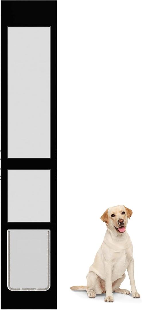 Elevon Dog Door for Sliding Glass Door, Doggie Door Insert with Magnetic Closing Latch Plate,Fits Sliding Doors: 83"-91",Patio Pets Door for Dogs, No-Cut Install, Black