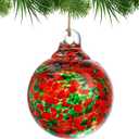 Hand Blown Glass Gazing Balls for Garden Hanging 2.3" Friendship Balls Christmas Ball Ornaments for Xmas Tree Decoration (Red - A)