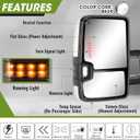 Towing Mirrors for Chevy Silverado/GMC Sierra 1500 (2014 2015 2016 2017 2018), 2500HD 3500HD (2015 2016 2017 2018 2019) Turn Signal/Running Lights Power Heated (Painted White), Dotted Light
