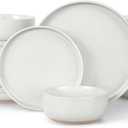 LIANYU 18-Piece Dinnerware Sets for 6, Stoneware Dinner Plates and Bowls, Kitchen Dining Dishes Set, Dishwasher & Oven Safe, Snowy White
