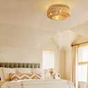 20" Boho Caged Ceiling Fan with Light - Flush Mount, Low Profile, Remote Control, 6 Speeds for Bedroom, Living Room, Kitchen