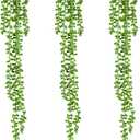 3PCS Artificial Succulents Hanging Plants,27.5 Inch Fake String of Pearls Greenery Plants 5 Branches for Fall Home Garden Office Party Balcony Wall Indoor Outdoor Autumn Decoration
