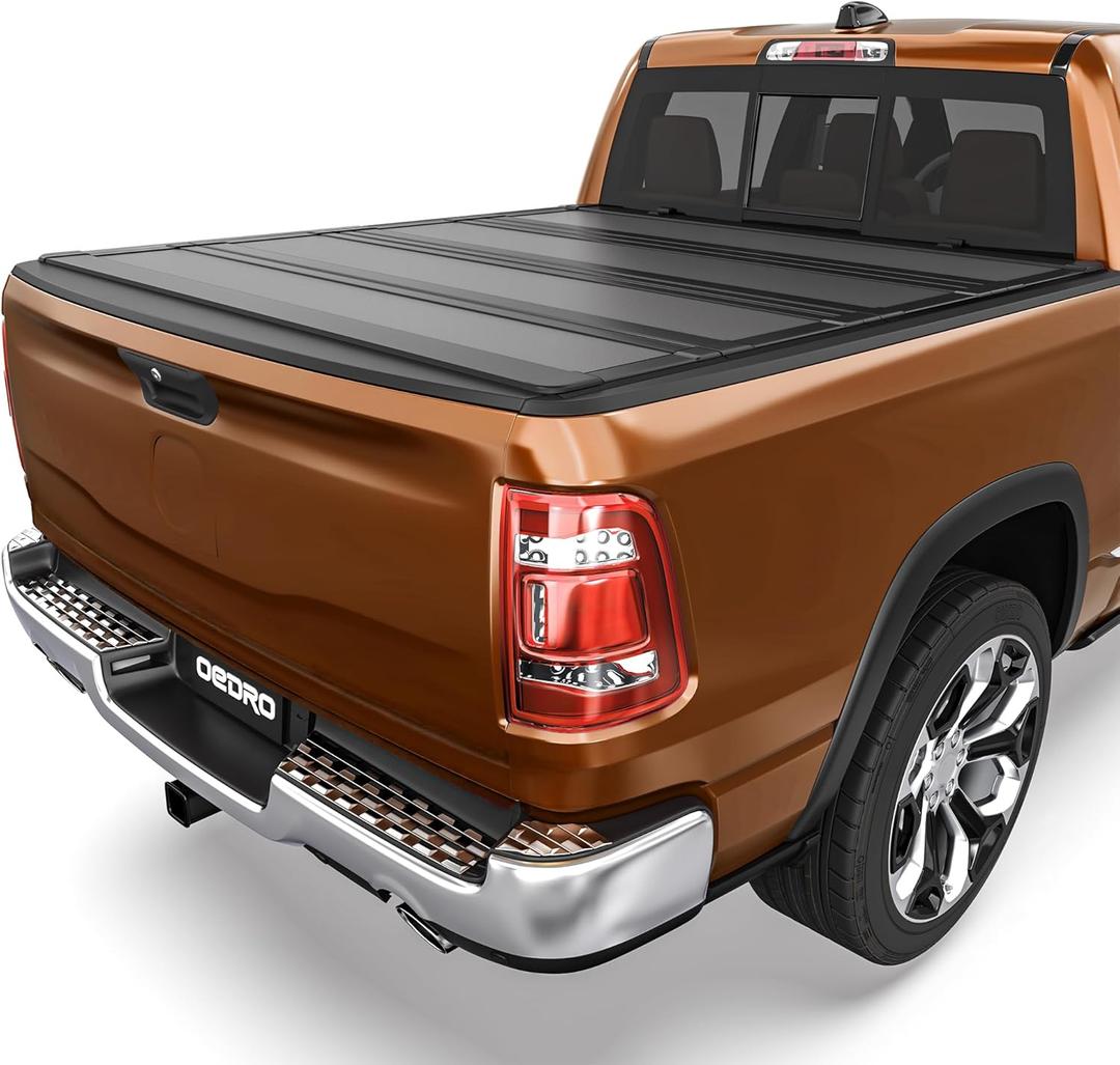 OEDRO Hard Quad-Fold Low-Profile Tonneau Cover Fit for Dodge Ram 1500 Classic 2009-2024, for Dodge Ram 2500 3500 2010-2026 with 6.4ft Bed Without Rambox
