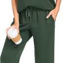 PrinStory Womens 2 Piece Lounge Sets Casual Outfits Pullover Top and Wide Leg Pants Matching Pjs Soft Pajamas Loungewear