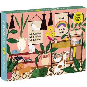 Galison Love Lives Here 1000 Piece Jigsaw Puzzle for Adults and Families, Inspirational Puzzle with Quotes and Positive Messages, Multicolor