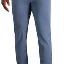 Haggar Mens Sport Travel Performance Athletic Fit Flat Front Stretch Casual Pant (Gray)