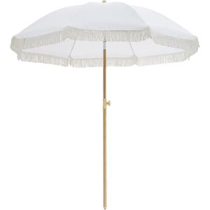 Outdoor Umbrella - Sun Protection, Rain Resistant, Windproof with Manual Open-Close Feature - Ideal for Beach, Camping, and Picnics (White)