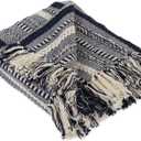 DII Braided Striped Decorative Throw Blanket, 50x60, Navy