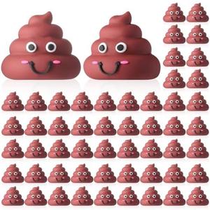 WinnerWhy 50 Pcs Mini Poop Figures Small Poop Figurines Poo Toys Fake Poop Classic Brown Poop Rubber Poop for Prank Hide Seek Goodie Bags Piñata Stuffers Party Supplies Gifts Easter Egg Fillers