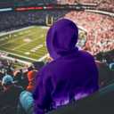 City Night View Silhouette Skyline Football Hoodie Gift for Men Football Sweatshirt Pullover Top Long Sleeve Hoodie (Purple, XXL)