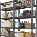 Garage Shelving 2200 LBS Storage Shelves Adjustable Metal Shelving Unit Heavy Duty 5 Tier Metal Shelves for Garage Kitchen Pantry Warehouse Basement, 36" W  16" D  72" H, 2 Pack (Black)