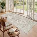 Madane Hallway Runner Rug 3x6 - Washable Kitchen Rugs Entryway Rug Runner Vintage Soft Floor Mat Non Slip Indoor Farmhouse Carpet for Bathroom Living Room Bedroom (3 X 6, Beige/Brown)