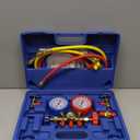 Orion Motor Tech 3 Way AC Diagnostic Manifold Gauge Set for Freon Charging, Fits R134A R12 R22 and R502 Refrigerants, with 3FT Hose, Tank Adapters, Quick Couplers and Can Tap