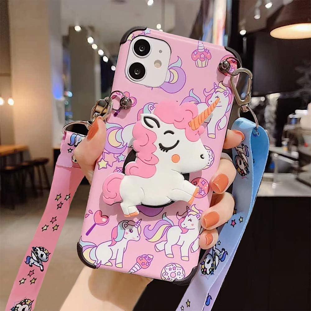 Guppy for iPhone 11 Pro Max Women Girls 3D Cute Cartoon Funny Unicorn Animal Kawaii Style with Laryard & Stand Protective TPU Case for iPhone 11 Pro Max Pink