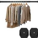 Closet Rod - 30-64 Inches, No Drilling Closet Rod Extender Hanging - Matte Black Adjustable Clothes Hanging Bar, for Closet, Bathroom, Windows with No Drilling Holder