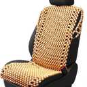 ZONETECH Beaded Car Seat Cover, Cooling Wood Bead Seat Cover, Breathable Semi Truck Seat Covers Massaging, Anti-Sweat and Back Support Features, Double Strung Universal Fit Natural Color