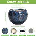 Ceramic Pots for Plants - 4 Inch Plant Pots for Indoor Outdoor, Small Planter with Drainage Hole, Unique Flower Pot, Decorative Modern Round Planter, Office Decor, Home Gifts, Retro Blue, 4.5 Inch