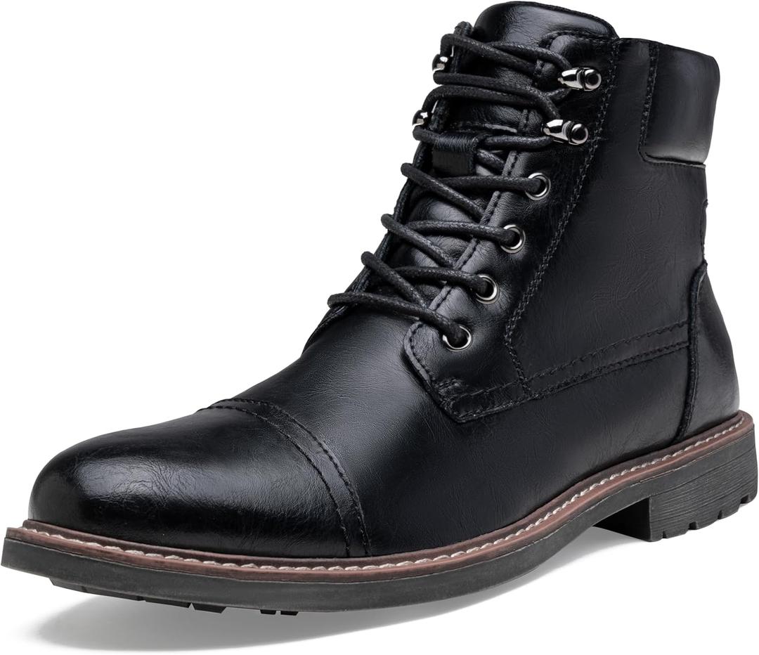 Jousen Mens Boots Leahter Retro Dress Boot Cap Toe Casual Motorcycle, 12