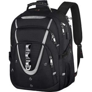 18.4 Laptop Backpack for Men, 55L-60L Extra Large Gaming Laptops Backpack with USB Charger Port, TSA Friendly Flight Approved RFID Anti-theft Pocket, Water Resistant Suiltable for Travel Business Work