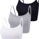 Boao 3 Pcs Crop Camisole Top Spaghetti Strap Tank Sleeveless Crop Tank Top for Women, Large