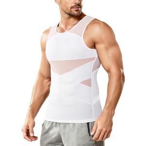 Nebility Mens Compression Shirt for Gynecomastia - Slimming Undershirts Body Shaper Vest Mesh Shapewear Workout Tank Tops XL