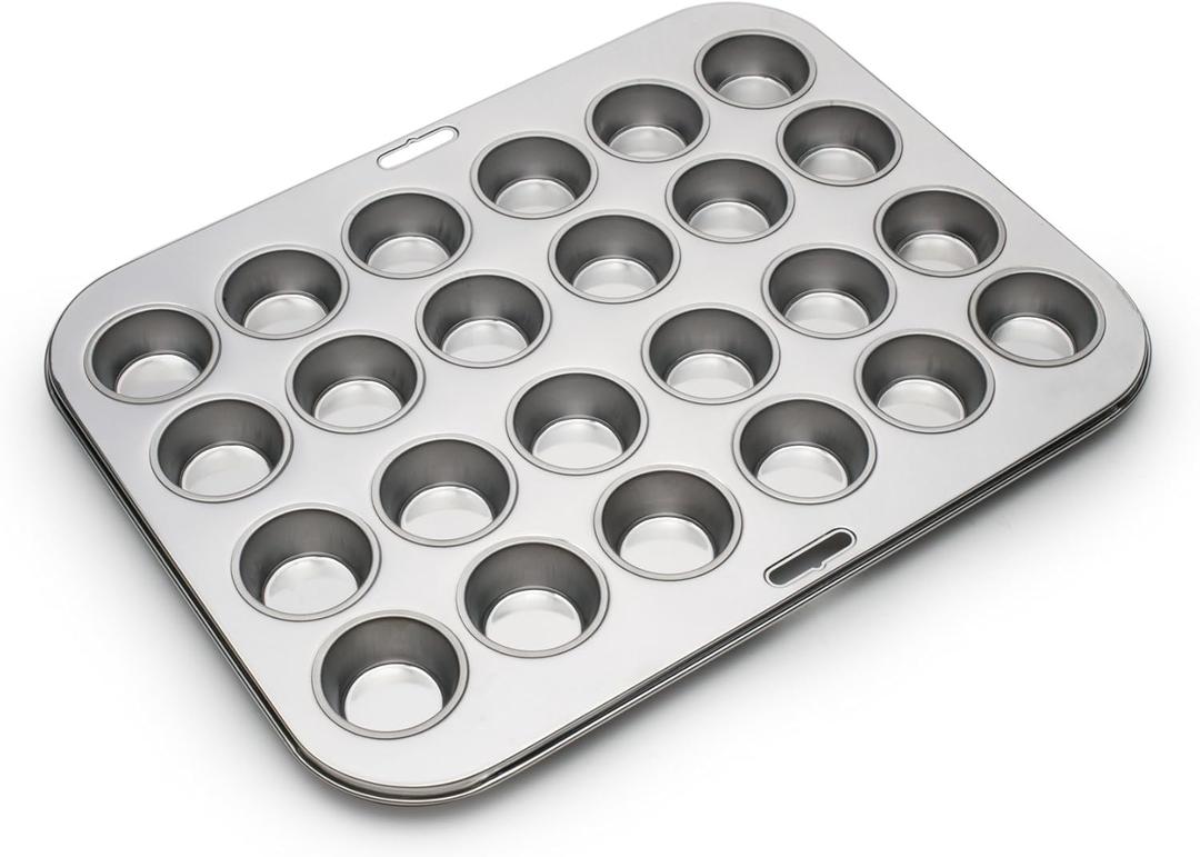 Fox Run Mini Muffin and Cupcake Pan, 10.5 x 13.75 x 1.5 inches, 24 Cup, Stainless Steel