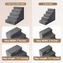 EHEYCIGA Dog Stairs for Bed 22.5" H, 5-Step Extra Wide Dog Steps, Grey | Pet Steps for Small Dogs and Cats for High Bed, Non-Slip Balanced Pet Ramp Indoor, Grey