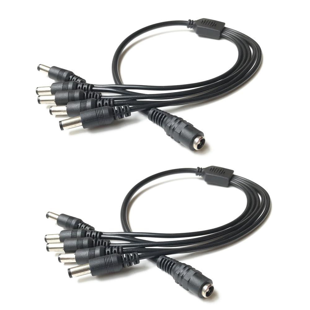 2 Pack DC Power Splitter Cable 1 to 5 Way Wire Adapter 5V 12V 5.5X 2.1mm Connector Plug for Laser Diode Supply LED Strip Lights Security System Multi CCTV Cameras