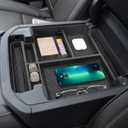 Center Console Organizer Tray Compatible with 2021 2022 2023 2024 2025 GMC YuKon Denali, Chevy Suburban/Tahoe Armrest Storage Box Interior Accessories (Fit for Power-Sliding Console ONLY)