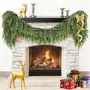 Christmas Garland Real Touch Cedar Garland Christmas Decorations 6 ft Soft and Lush Realistic Faux Pine Garlands for Mantle, Table, Stairs, Doorframe, Fireplace Indoor Outdoor Holiday Decorations