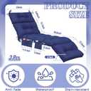 Kigley Outdoor Chaise Lounge Cushions with 3 Side Pocket 74.5 x 22 x 4.7 Inch Patio Chaise Lounge Cushion, Water-Repellent and Fade-Resistant Tufted Summer Replacement(2 Pcs,Navy Blue,Solid Color)