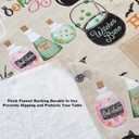 2 x Newbridge Happy Halloween Witches Brew 60 x 84 Inch Rectangle Vinyl Tablecloth with Flannel Backing, Cute Ghost, Cat and Pumpkin Design, Easy Care Wipe Clean Halloween Table Cover