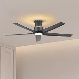 ocioc 52 Inch Ceiling Fans with Lights, Large Air Volume Ceiling Fan with Backlight, Ultra Quiet Reversible DC Motor with RemoteBlack, 52 inch-Nightlight